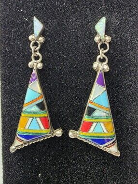 Southwestern Artesian Genstone Inlaid Earrings